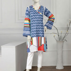 blue zigzag digital print kurti