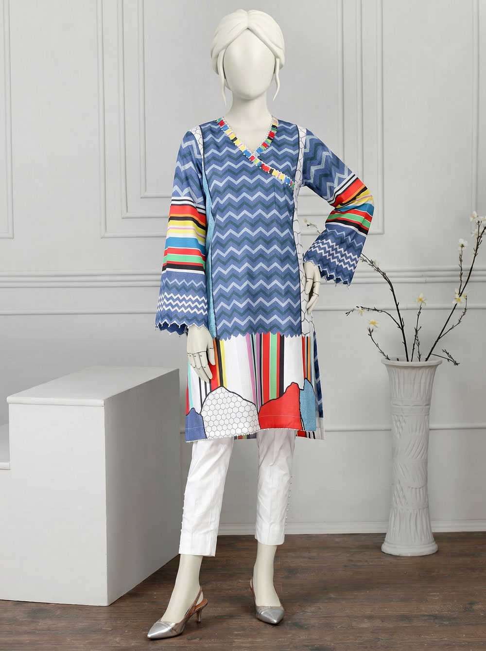 blue zigzag digital print kurti blue zigzag digital print kurti