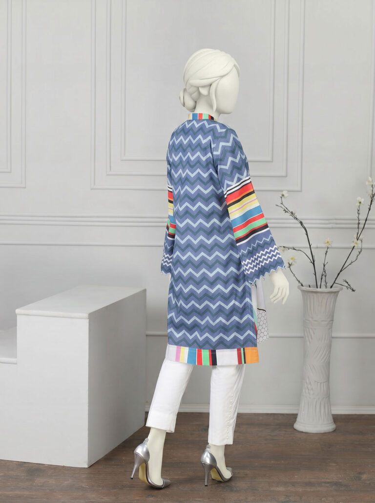 blue zigzag digital print kurti