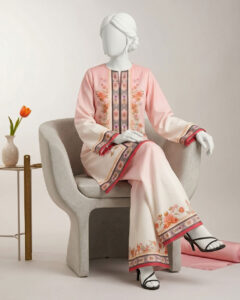 pink swiss lawn 2 pcs stitched