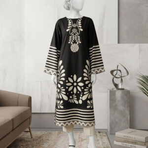 black swiss lawn 2 pcs stitched