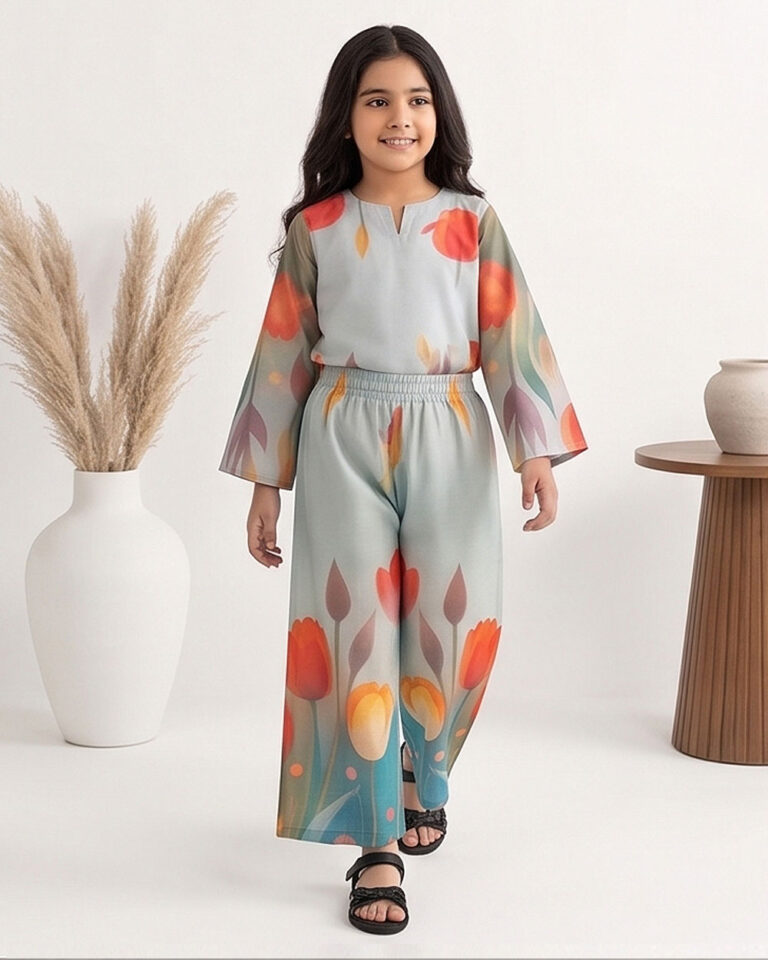 flower2 printed stitched 2pc kid1