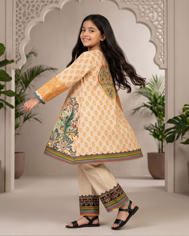 yellow2 printed stitched 2pc kid1