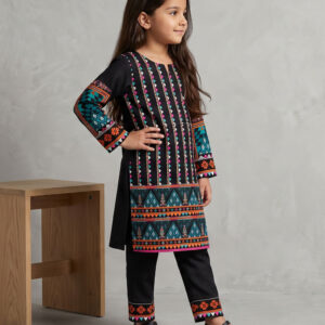 black printed stitched 2pc kid1