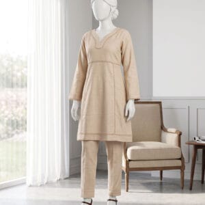 beige 2pc khaddar