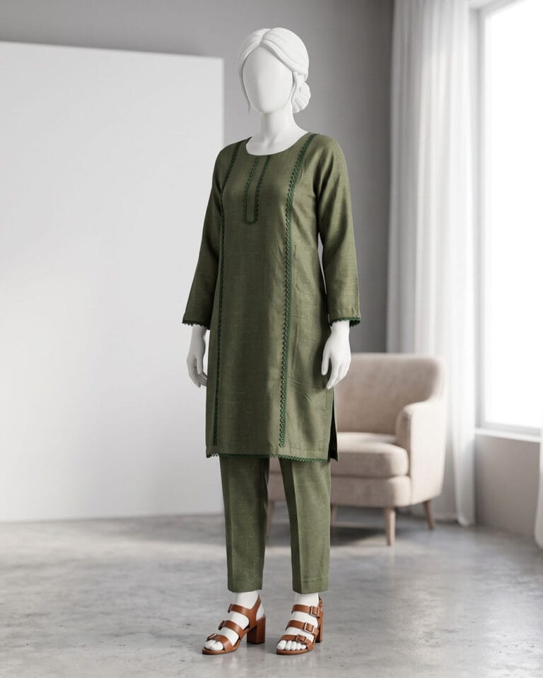 dark green 2pc khaddar