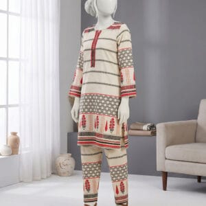 off white 2pc khaddar