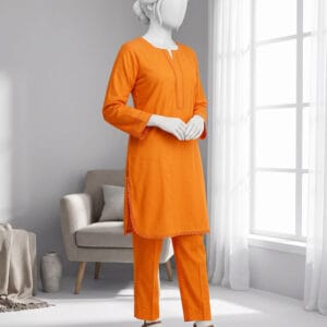 orange 2pc khaddar